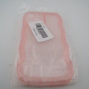 Pink Phone Case for iPhone 14 6.1 inches, Soft Transparent TPU Wavy Edges NEW